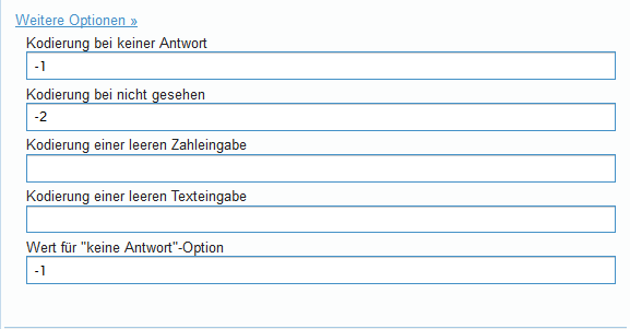 Rohdatenexport: Kodierungsübersicht (Voreinstellung) Rohdatenexport: Kodierungsübersicht (Voreinstellung)