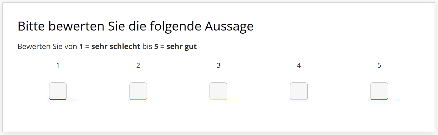 Ampel-Bewertungsfrage mit eckigen Buttons