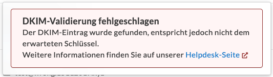 DKIM-Validierung fehlgeschlagen, da der Schlüssel nicht stimmt