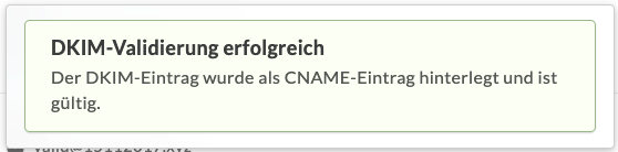 DKIM-Einrichtung erfolgreich