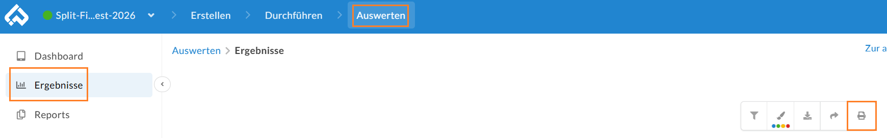 Drucken-Button auf der Ergebnisseite