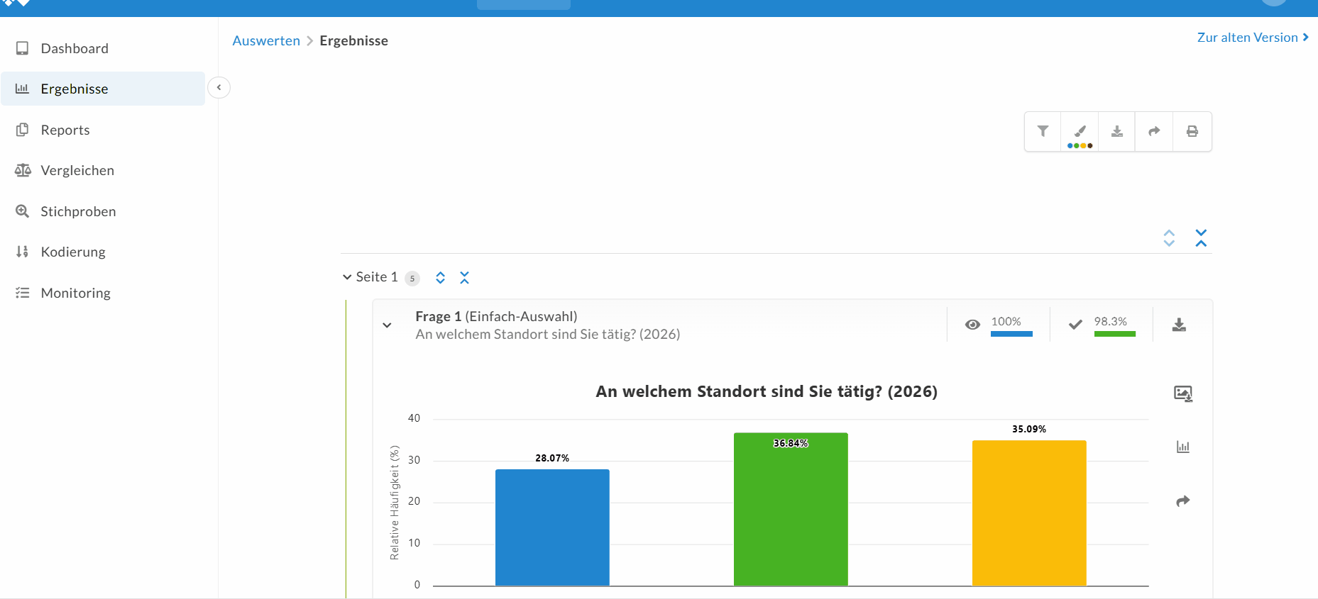 Wählen Sie gleich mehrere Datenquellen für Ihren Umfrage-Report aus.