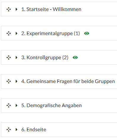 Ausgangsbasis für den exemplarischen Fragebogen im Rahmen der Gleichverteilung von beendeten Teilnahmen. 