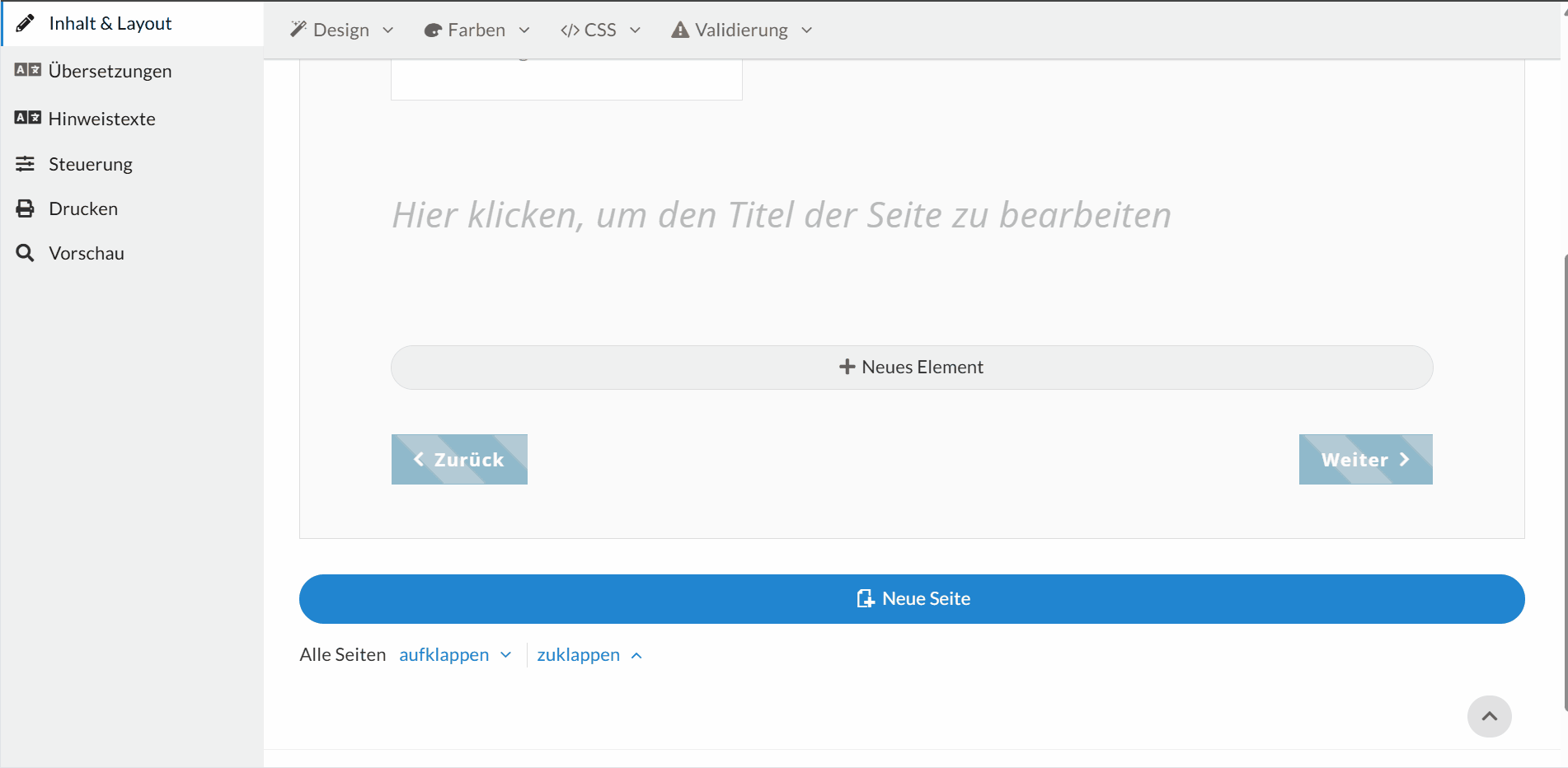 Umfrage-Fußzeile aktivieren über "Design"