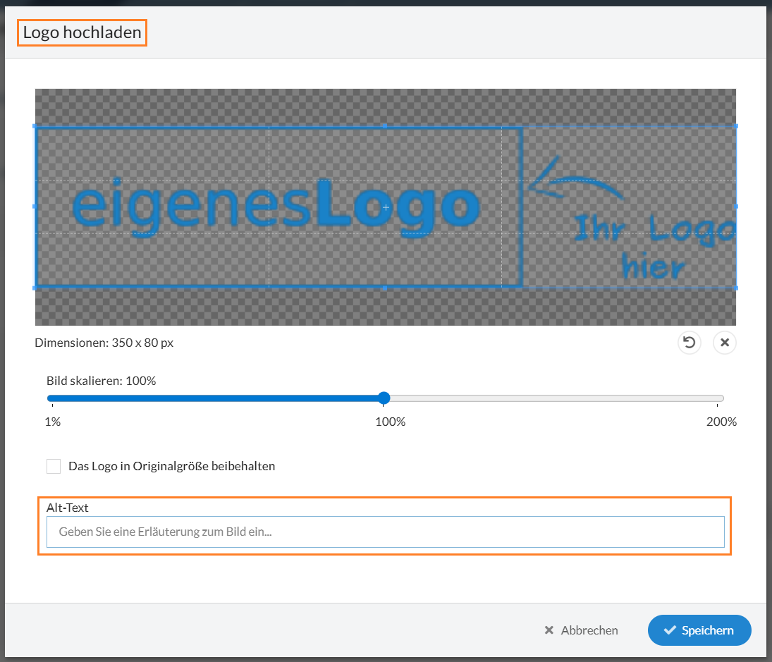 Eigenes Alt-Text-Feld für Logo im Logo-Editor