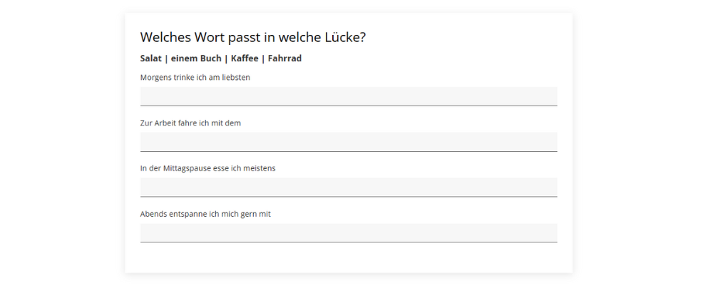 Beispiel für einen Lückentext