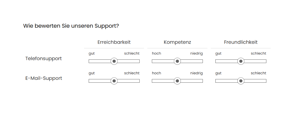 Matrixfrage mit Schiebereglern