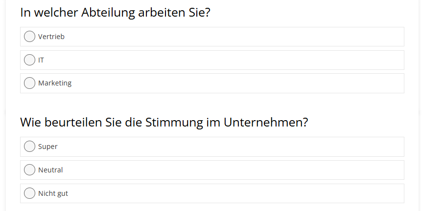Beispielhafte Mitarbeiterbefragung Beispielhafte Mitarbeiterbefragung