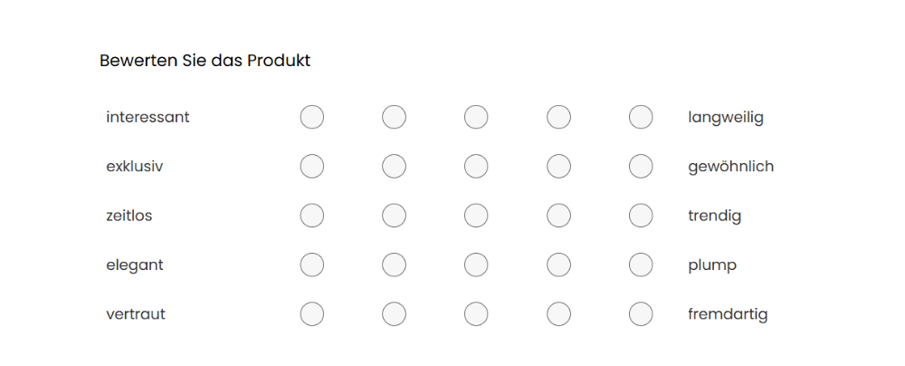 Polaritätenprofil mit Auswahlfeldern