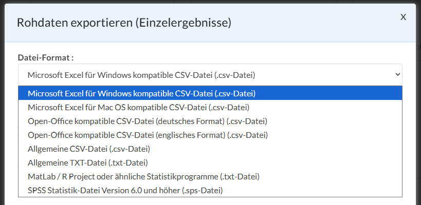 Datei-Formate für den Rohdatenexport
