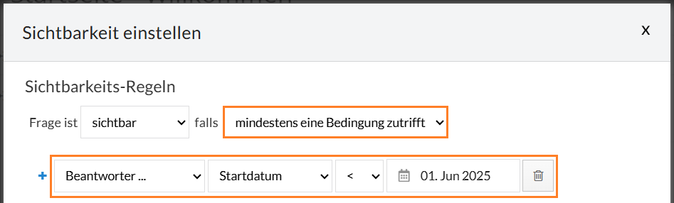 Sichtbarkeit so definieren, dass das Startdatum in der Vergangenheit liegt