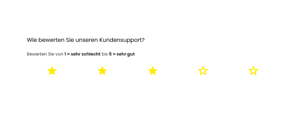 Bewertungsfrage zum Kundensupport mit Sterne-Rating